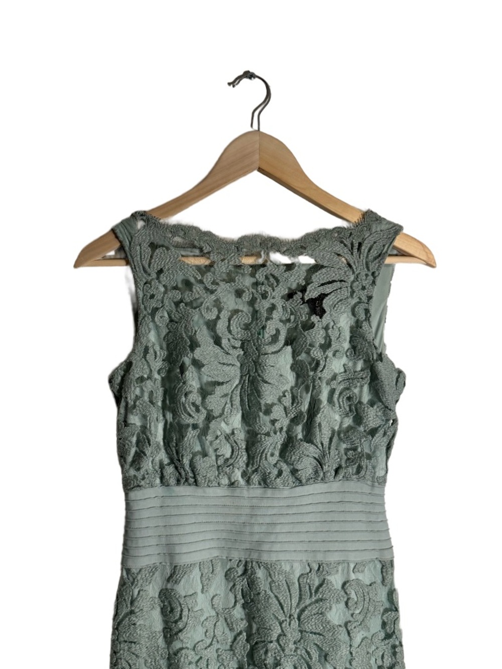 Tadashi Shoji Ariana Gown Womens 4 Petite Floral Lace Formal Wedding Guest Jade - Picture 3 of 7